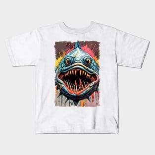 Piranha Amazon River Monster fish Abstract Fantasy Art Illustration Kids T-Shirt